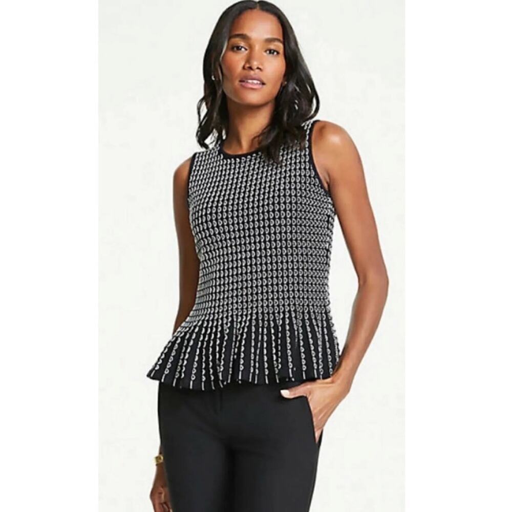 Ann Taylor Embroidered Sleeveless Peplum Sweater
